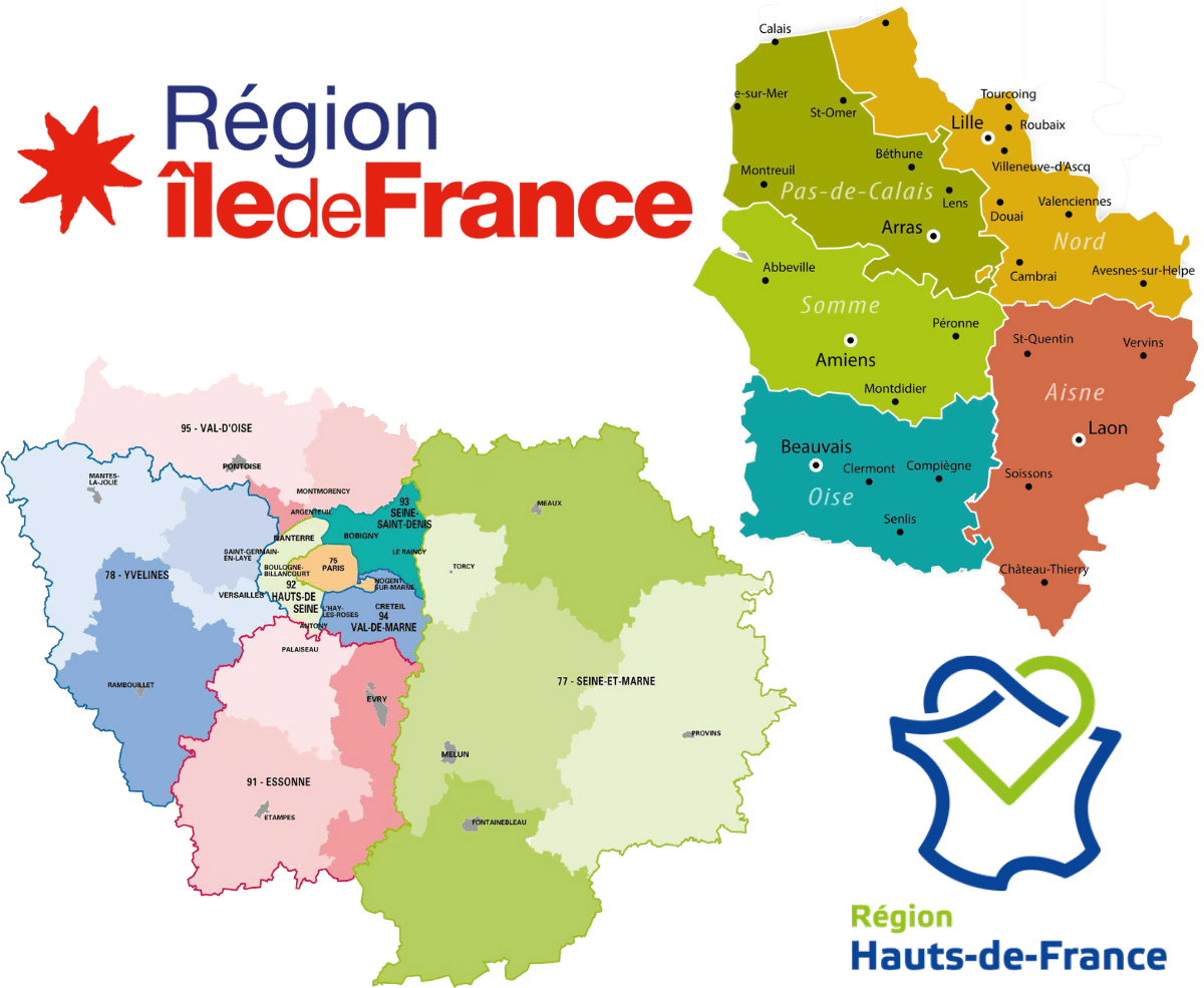 Carte de l'Ile-de-France et des Hauts-de-France